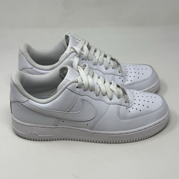 Nike Air Force 1 '07 Low Womens 9.5 Triple White Leather Athletic Shoes Sneakers - Picture 3 of 16